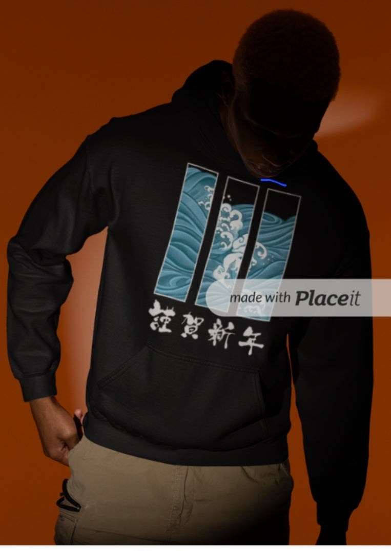 cool japenese wave hoodie