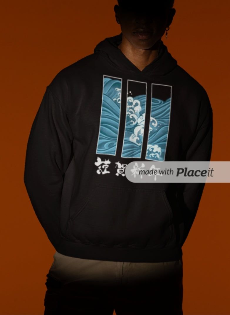 cool japenese wave hoodie