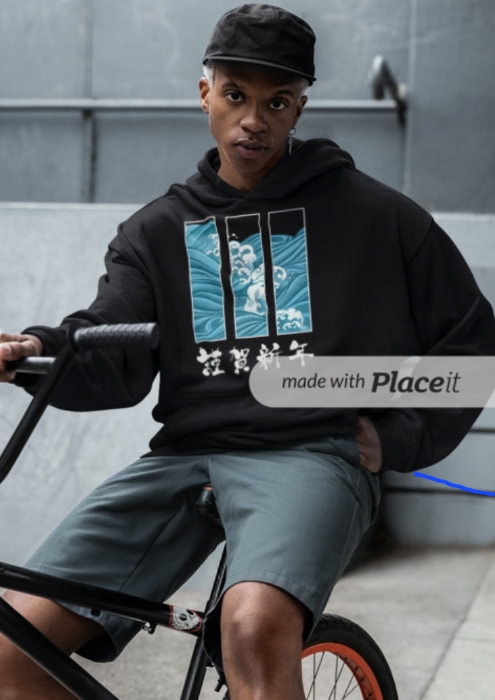 cool japenese wave hoodie